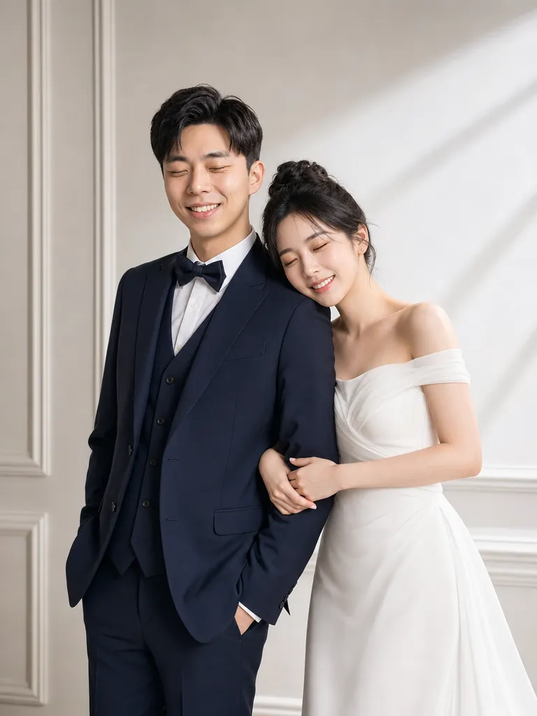 Aislin AI 婚紗照範例-韓式極簡棚拍