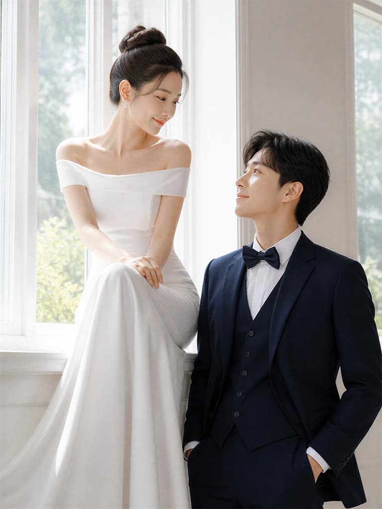 Aislin AI 婚紗照範例-韓式極簡棚拍