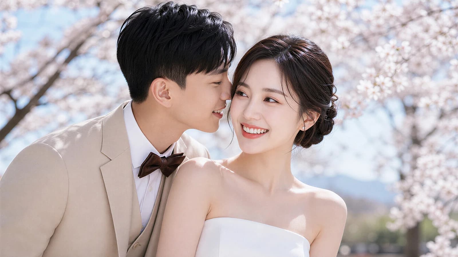 AI 婚紗照成品 — 自然雙人互動瞬間